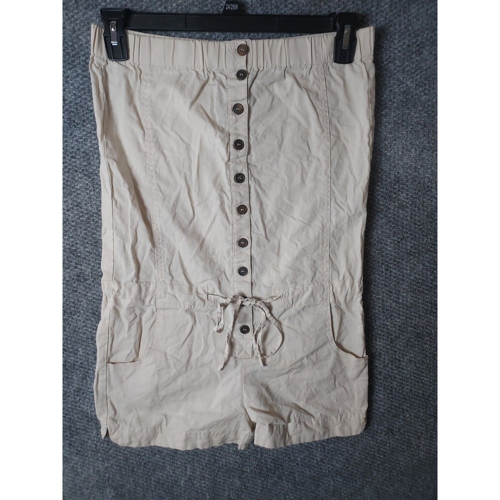 Chesley Sleeveless Tie-Waist Buttonup, Romper. Sz M Women's LINEN Y2K